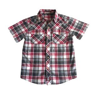 Faded Gear Shirt Boys Plaid Red Grey White Blue Short Sleeve